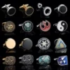 Round Black Onyx Stone Silver Plated Stainless Steel Mens Cufflinks Cuff Links