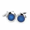 s-l140-1107.webp Stainless Steel Silver Plated Plain Cufflinks Round Blue Stone Cuff Link Jewelry