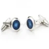s-l140-1109.webp Stainless Steel Silver Plated Plain Cufflinks Round Blue Stone Cuff Link Jewelry