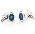 s-l140-1109.webp Stainless Steel Silver Plated Plain Cufflinks Round Blue Stone Cuff Link Jewelry