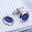 s-l140-1110.webp Stainless Steel Silver Plated Plain Cufflinks Round Blue Stone Cuff Link Jewelry