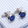 s-l140-1111.webp Stainless Steel Silver Plated Plain Cufflinks Round Blue Stone Cuff Link Jewelry