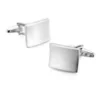 Stainless Steel Classic Smooth Curved Rectangle Silver Plated Plain Cufflinks