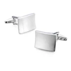 Stainless Steel Classic Smooth Curved Rectangle Silver Plated Plain Cufflinks