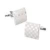 Stainless Steel Classic Smooth Curved Rectangle Silver Plated Plain Cufflinks