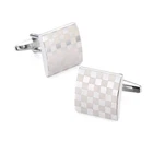 Stainless Steel Classic Smooth Curved Rectangle Silver Plated Plain Cufflinks