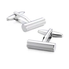 Stainless Steel Classic Smooth Curved Rectangle Silver Plated Plain Cufflinks