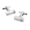 Stainless Steel Classic Smooth Curved Rectangle Silver Plated Plain Cufflinks