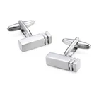 Stainless Steel Classic Smooth Curved Rectangle Silver Plated Plain Cufflinks