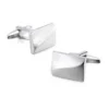 Stainless Steel Classic Smooth Curved Rectangle Silver Plated Plain Cufflinks
