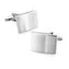Stainless Steel Classic Smooth Curved Rectangle Silver Plated Plain Cufflinks