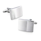 Stainless Steel Classic Smooth Curved Rectangle Silver Plated Plain Cufflinks