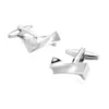 Stainless Steel Classic Smooth Curved Rectangle Silver Plated Plain Cufflinks