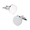 Stainless Steel Classic Smooth Curved Rectangle Silver Plated Plain Cufflinks