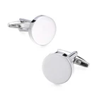 Stainless Steel Classic Smooth Curved Rectangle Silver Plated Plain Cufflinks