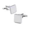 Stainless Steel Classic Smooth Curved Rectangle Silver Plated Plain Cufflinks