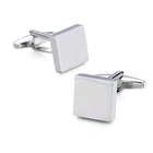 Stainless Steel Classic Smooth Curved Rectangle Silver Plated Plain Cufflinks