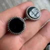 Real 925 Sterling Silver Black Onyx Stone Cuff Links Cufflinks Tuxedo Shirt