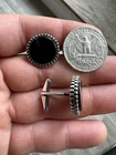 Real 925 Sterling Silver Black Onyx Stone Cuff Links Cufflinks Tuxedo Shirt