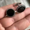 Real 925 Sterling Silver Black Onyx Stone Cuff Links Cufflinks Tuxedo Shirt
