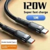 Type C to Type C Cable PD 60W Fast Charger Long Braided USB C Lead