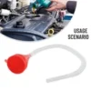 Universal Car Fuel Funnel Telescopic Oil Filling Funnel Detachable Hose Red