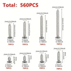 s-l140-24.webp 560pcs Self Tapping Wood Screws Set M2 Mixed Sizes Flat Head Screw Storage Box K