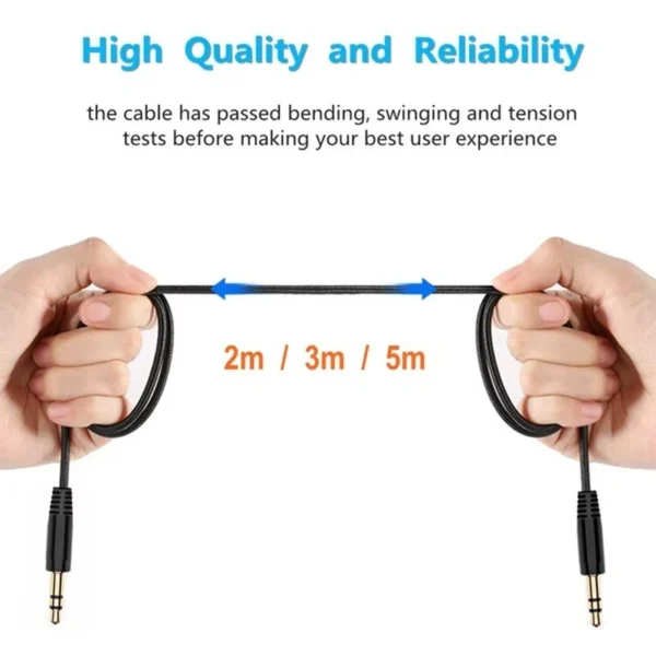 2M 3M 5M Headphone Aux Cable Audio Lead 3.5mm Jack to Jack Stereo PC Car Male UK