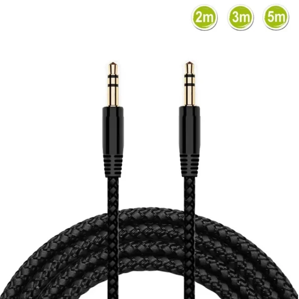 2M 3M 5M Headphone Aux Cable Audio Lead 3.5mm Jack to Jack Stereo PC Car Male UK