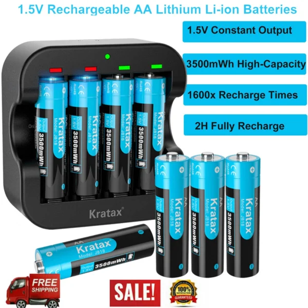 s-l1600-1080.webp 1.5V Rechargeable Battery AA Lithium with USB Li-ion AA/AAA Charger,3500mW<wbr/>h.LOT