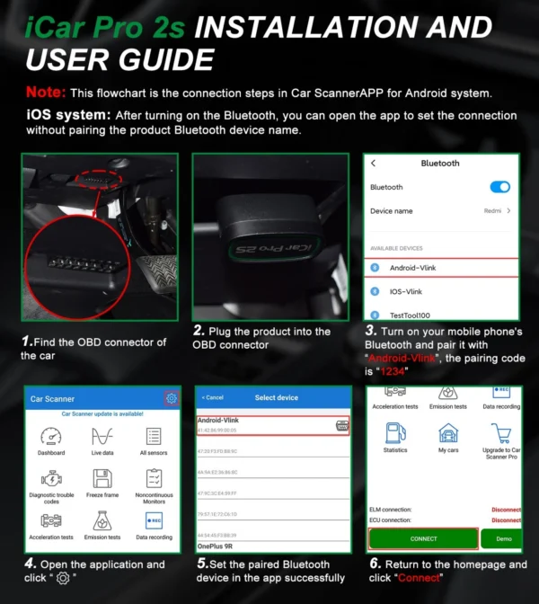 Vgate iCar Pro 2S OBD2 Scanner Bluetooth Iphone & Android Scan Car Code Reader
