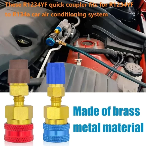 s-l1600-1134.webp 2x Couplers Connectors Adapters R1234YF to R134A High&Low Side Quick Coupler uk