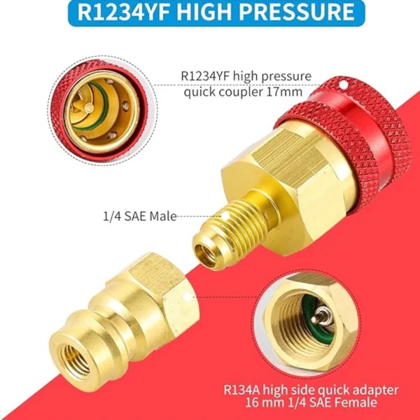 s-l1600-1138.webp 2x Couplers Connectors Adapters R1234YF to R134A High&Low Side Quick Coupler uk