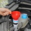 Universal Car Fuel Funnel Telescopic Oil Filling Funnel Detachable Hose Red