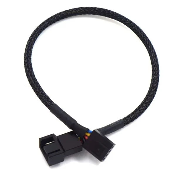 s-l1600-145.webp PWM 1 to 2, 3, 4 extension 12V PC fan Y splitter cable 27cm black-sleeved cable