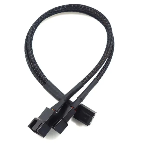 s-l1600-146.webp PWM 1 to 2, 3, 4 extension 12V PC fan Y splitter cable 27cm black-sleeved cable