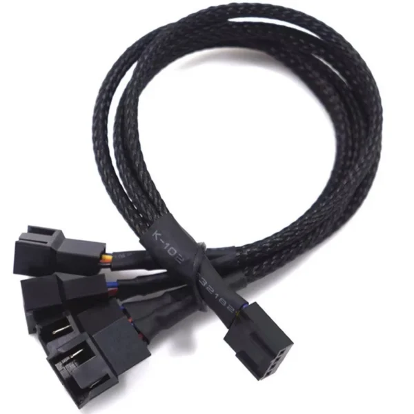 s-l1600-148.webp PWM 1 to 2, 3, 4 extension 12V PC fan Y splitter cable 27cm black-sleeved cable