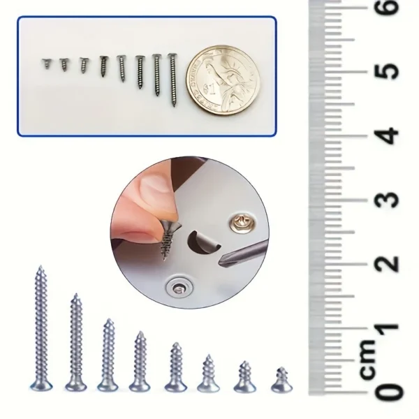 s-l1600-26.webp 560pcs Self Tapping Wood Screws Set M2 Mixed Sizes Flat Head Screw Storage Box K