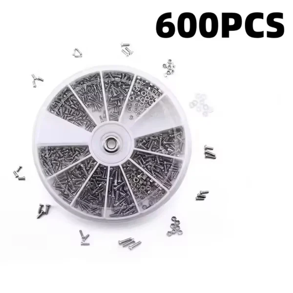 1000PcsSet Small Metal Nuts Bolts small Screws Kits Assorted steel M1M1.2M1.4