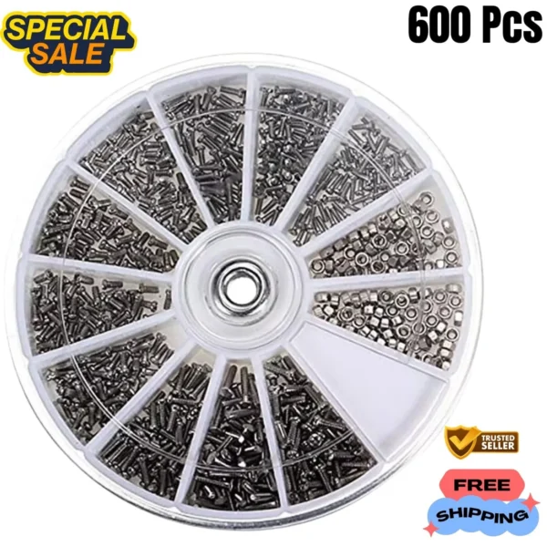1000PcsSet Small Metal Nuts Bolts small Screws Kits Assorted steel M1M1.2M1.4