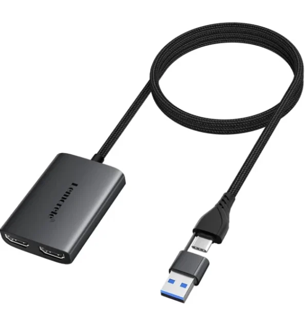 s-l1600-352.webp USB 3.0 to Dual HDMI Adapter 2-in-1 for Dual screens 4k@60Hz USB A Type C USB-C
