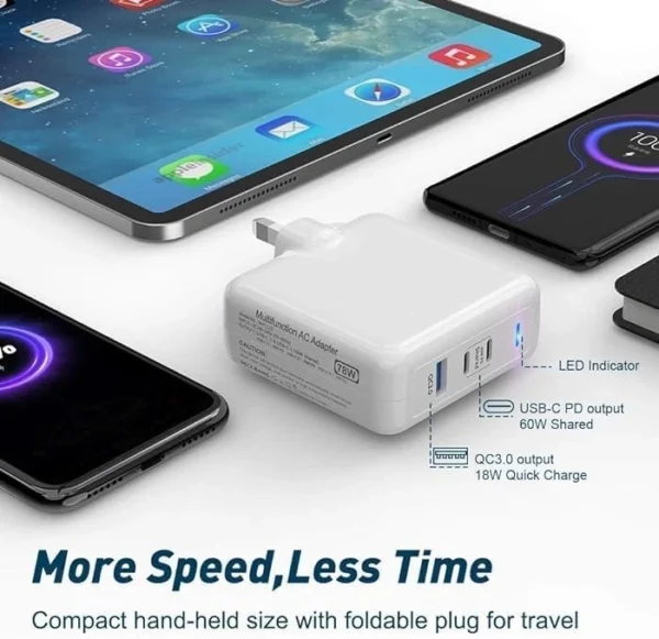 s-l1600-363.webp 78W USB-C PD Fast Charger for iPhone Samsung iPad MacBook | 1 USB-C + 2 Light-in