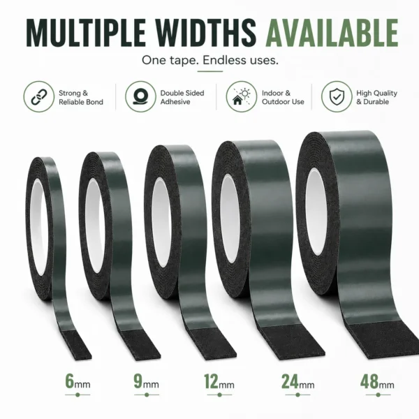 Black Double Sided Foam Tape Heavy Duty Strong Sticky Adhesive Mounting Car Trim