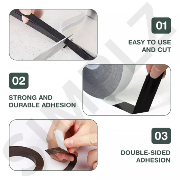 Black Double Sided Foam Tape Heavy Duty Strong Sticky Adhesive Mounting Car Trim