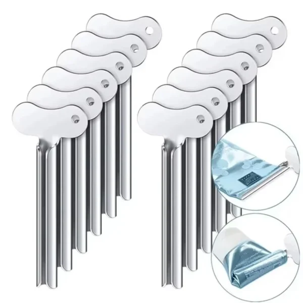 s-l1600-473.webp 2x Stainless Steel Toothpaste Tube Squeezer Easy Metal Rolling Holder Dispenser