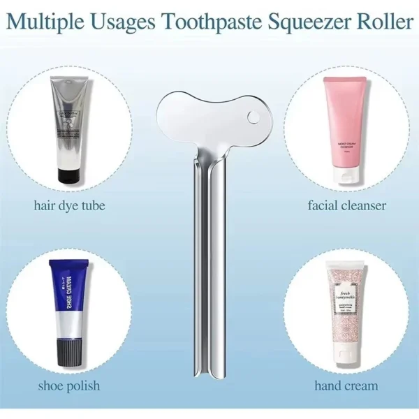 s-l1600-475.webp 2x Stainless Steel Toothpaste Tube Squeezer Easy Metal Rolling Holder Dispenser