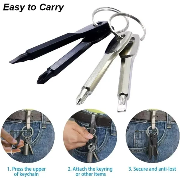 s-l1600-520.webp Slotted Screwdriver Set Keychain Mini Pocket Keyring Cross Driver Repair EDC UK