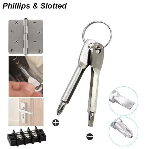 s-l1600-523.webp Slotted Screwdriver Set Keychain Mini Pocket Keyring Cross Driver Repair EDC UK