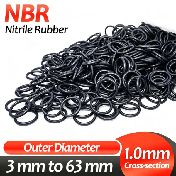 s-l1600-55.webp NBR Nitrile Rubber O‑Ring Seals, 1.0mm Cross Section, Outer Diameter 3mm ‑ 63mm