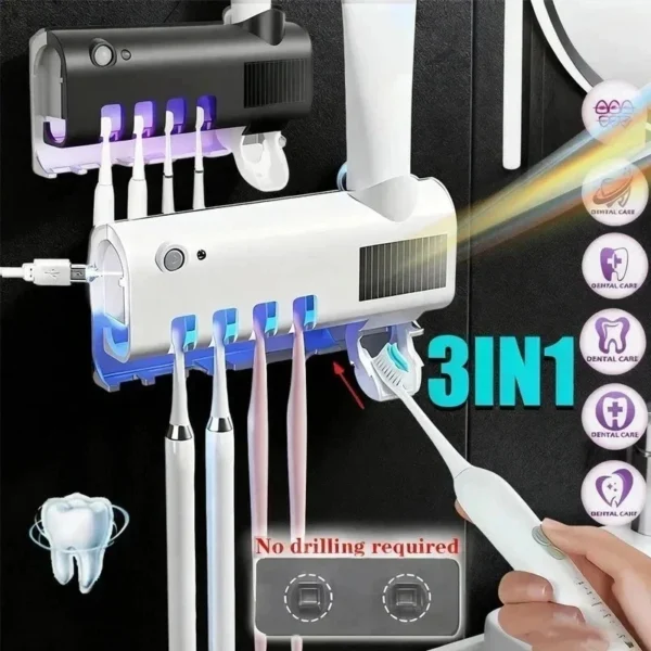 s-l1600-554.webp Sterilizer Toothbrush Holder Clean And No-Drill Wall Toothpaste Dispenser